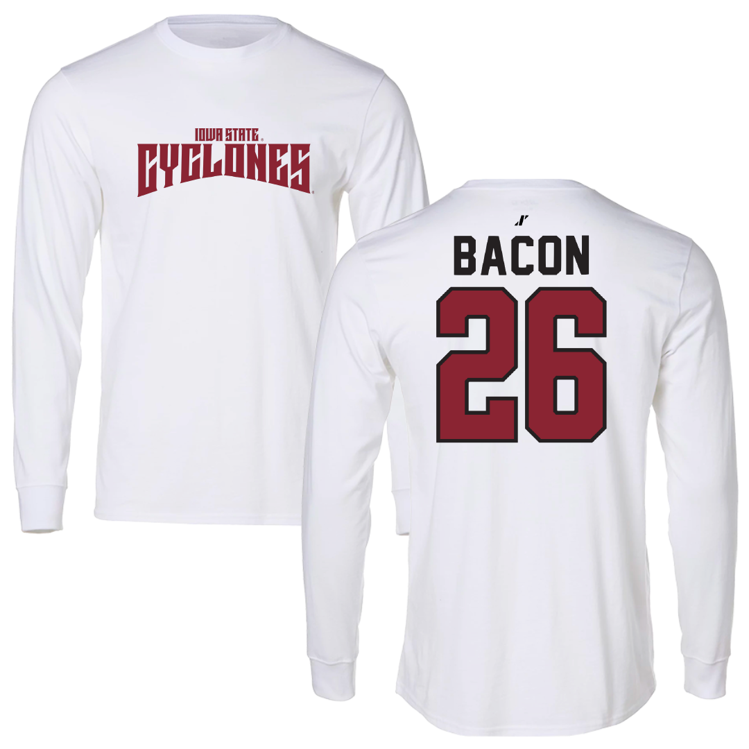 Iowa State University Football White Classic Performance Long Sleeve - #26 Caleb Bacon