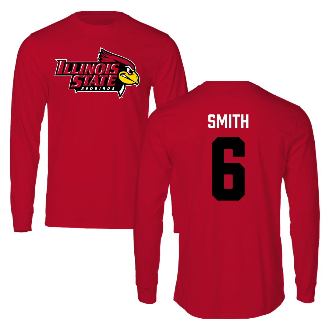 Illinois State University Baseball Red Redbird Performance Long Sleeve - #6 Noah Smith