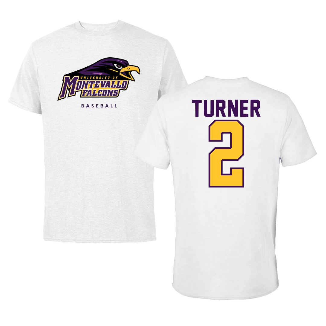 University of Montevallo Baseball White Performance Tee - #2 McGwire Turner