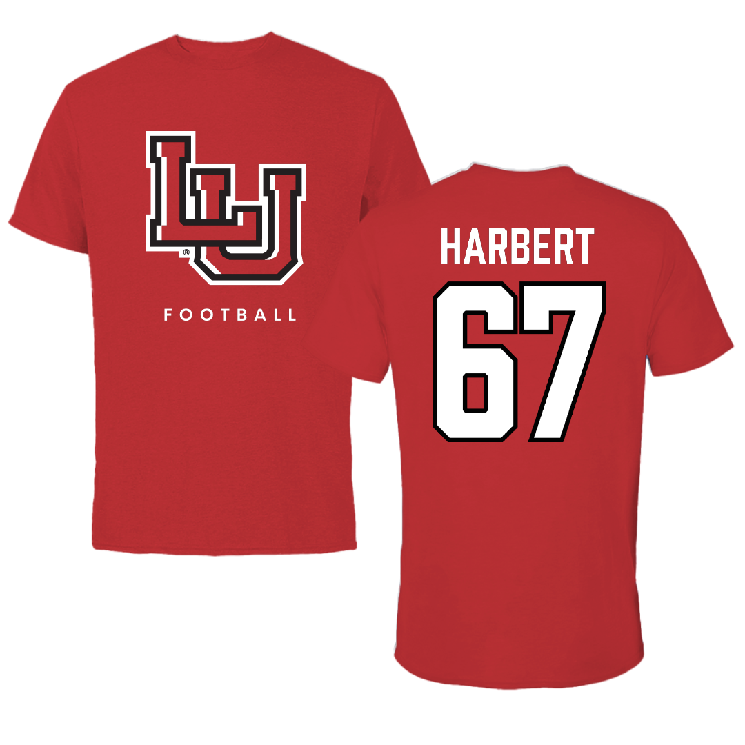 Lamar University Football Red Tee - #67 Marcus Harbert