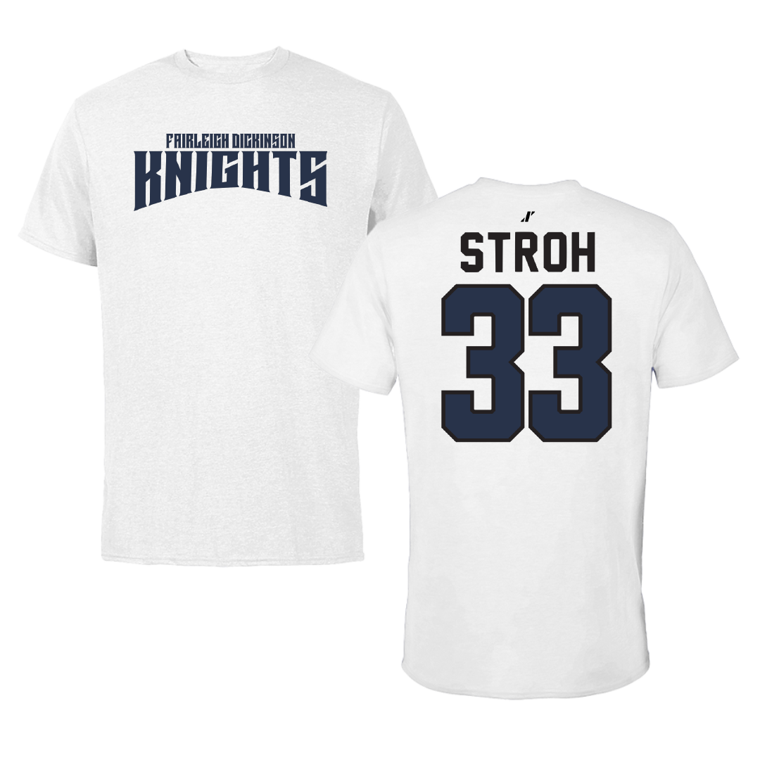 Fairleigh Dickinson University-Metropolitan Campus Baseball White Classic Tee - #33 Travis Stroh