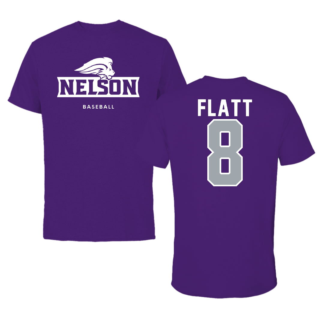 Nelson University Baseball Purple Tee - #8 Wesley Flatt