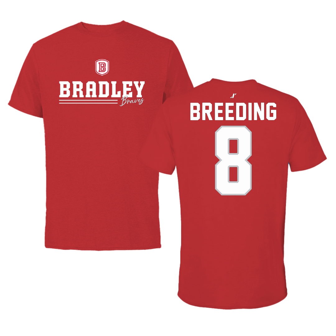 Bradley University Softball Red General Performance Tee - #8 Ashley Breeding