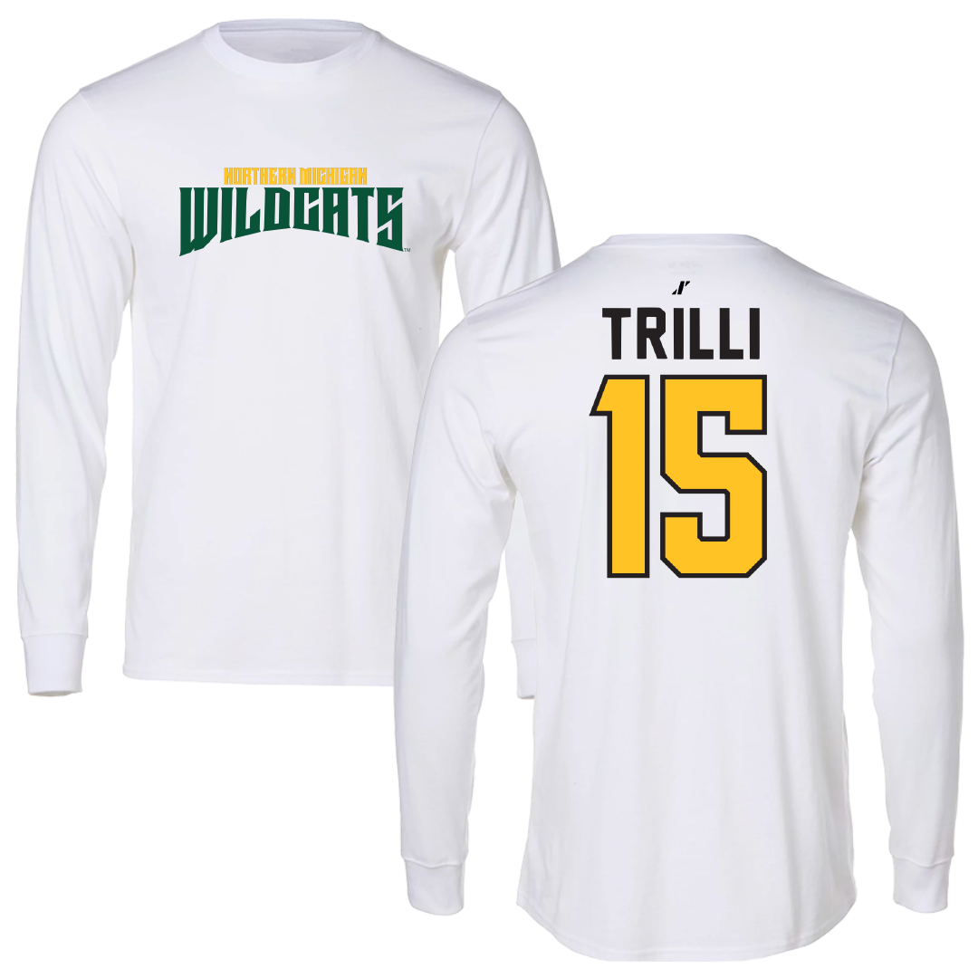 Northern Michigan University Basketball White Classic Long Sleeve - #15 Brandon Trilli