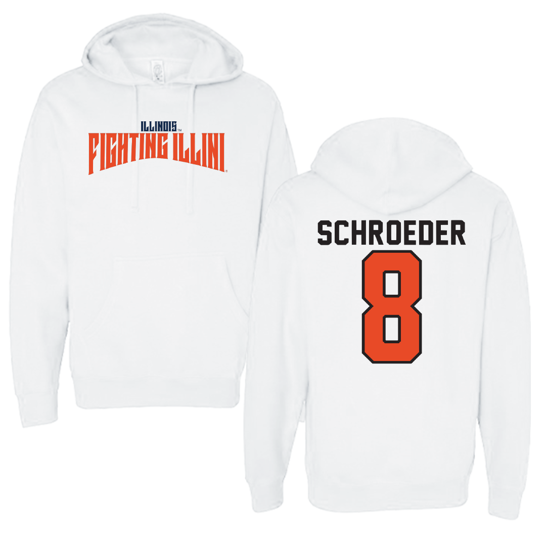 University of Illinois Baseball White Classic Hoodie - #8 Jacob Schroeder