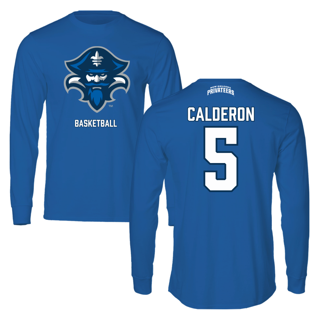 University of New Orleans Basketball Blue Performance Long Sleeve - #5 Alexis Calderon