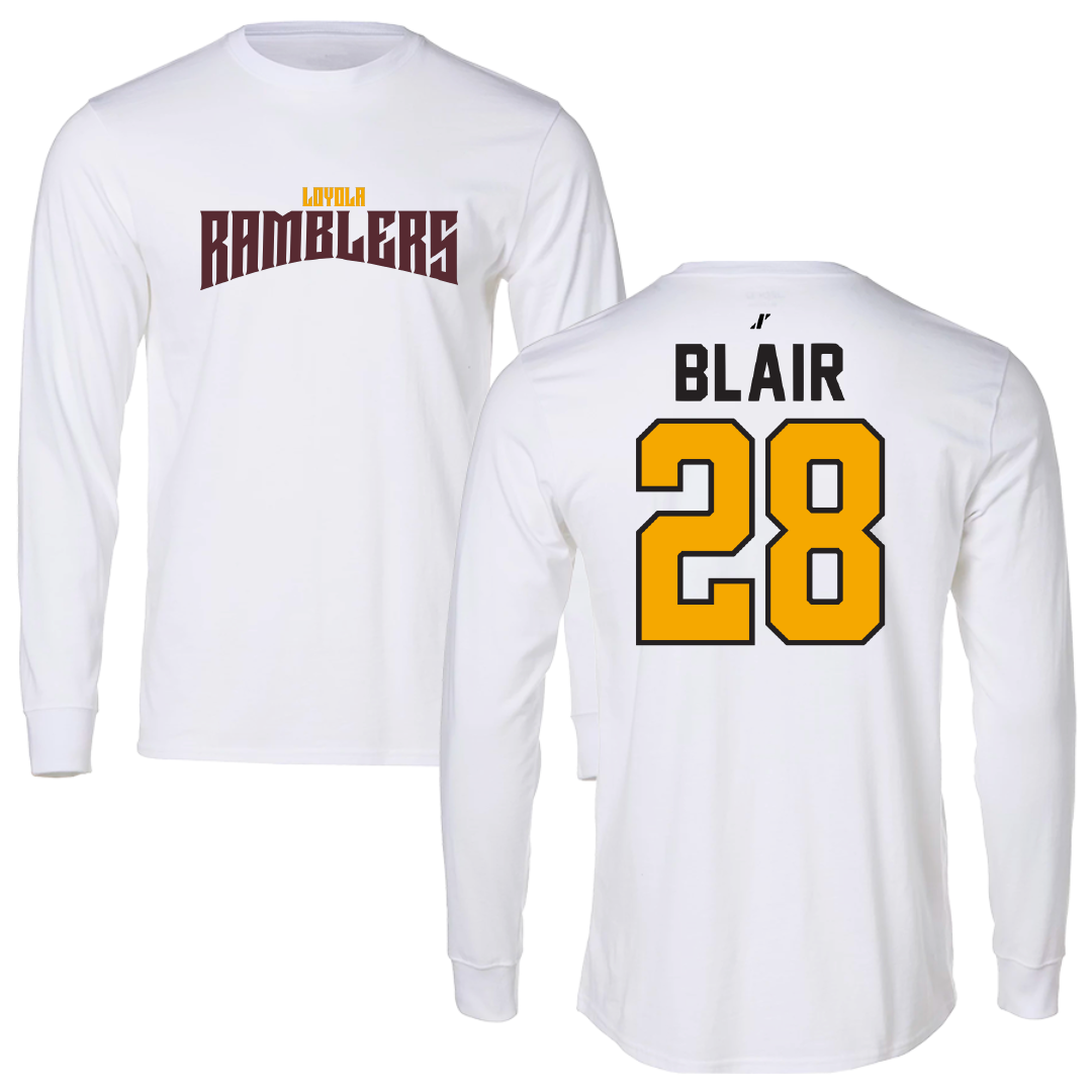 Loyola University-Chicago Soccer White Classic Long Sleeve - #28 Quinten Blair