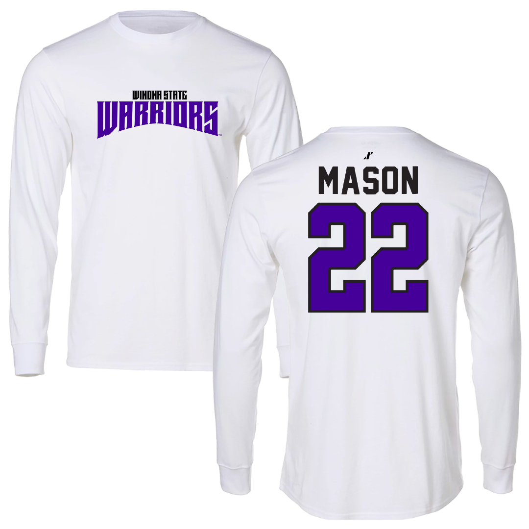 Winona State University Basketball White Classic Performance Long Sleeve - #22 Tyler Mason