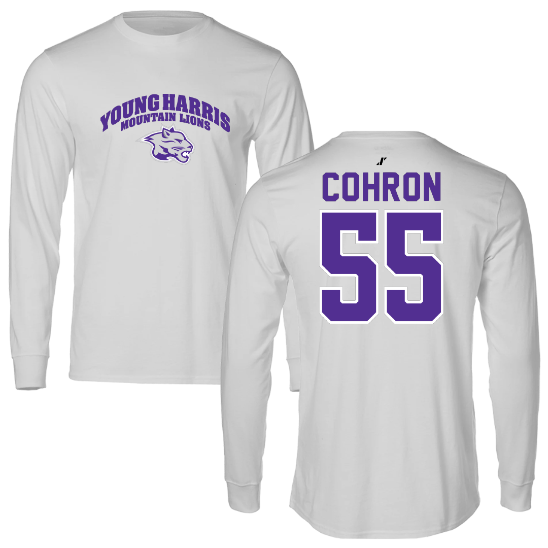 Young Harris College Lacrosse Light Gray Long Sleeve - #55 Trey Cohron