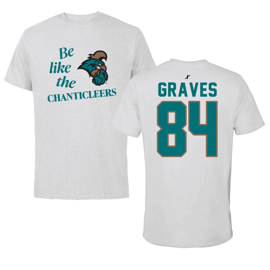 Coastal Carolina University Football Light Gray Be Like Us Tee - #84 Bryson Graves