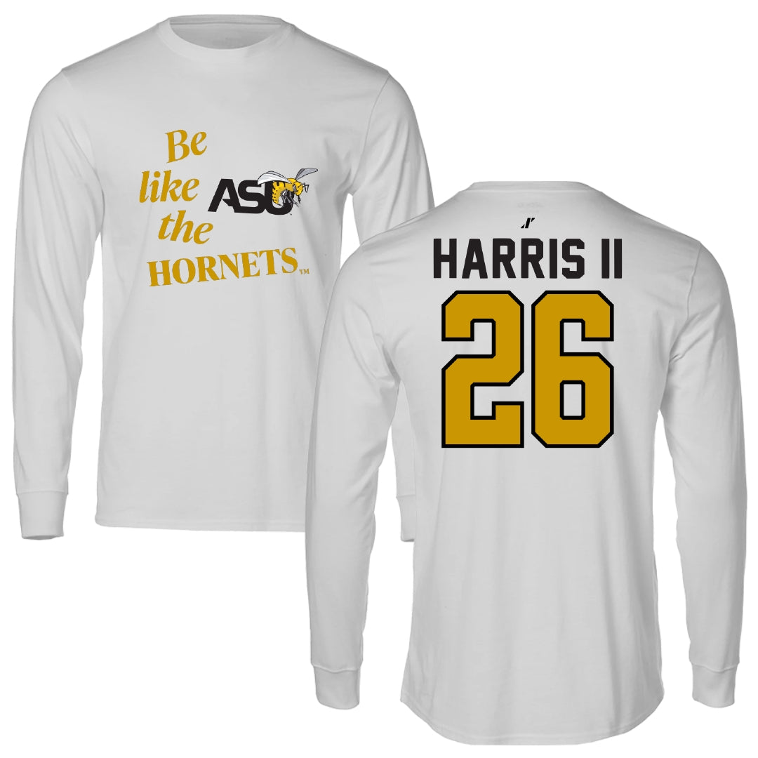 Alabama State University Football Light Gray Be Like Us Performance Long Sleeve - #26 Marcus Harris II