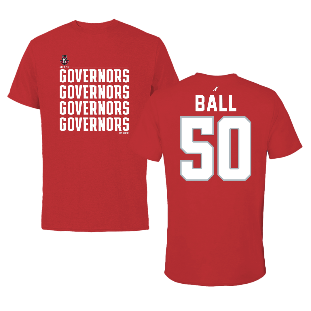 Austin Peay State University Football Red General Performance Tee - #50 Kendyle Ball