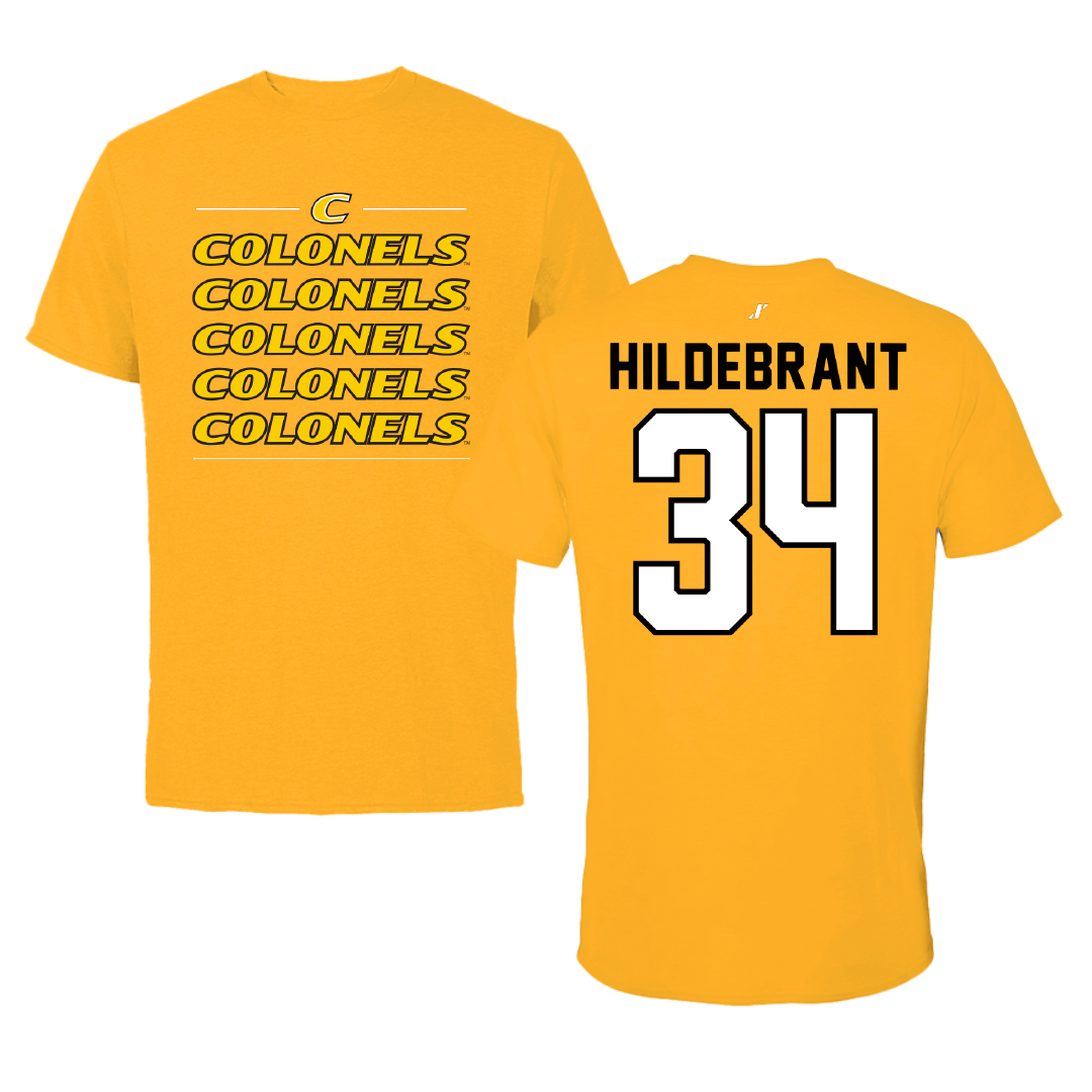 Centre College Basketball Gold General Tee - #34 Garrison Hildebrant