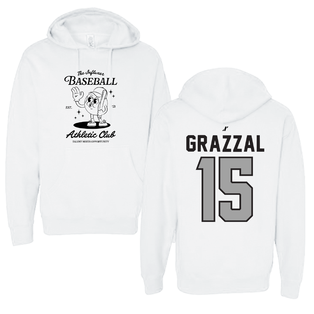 Baseball White Influxer Athletic Club Hoodie - #15 Devin Grazzal