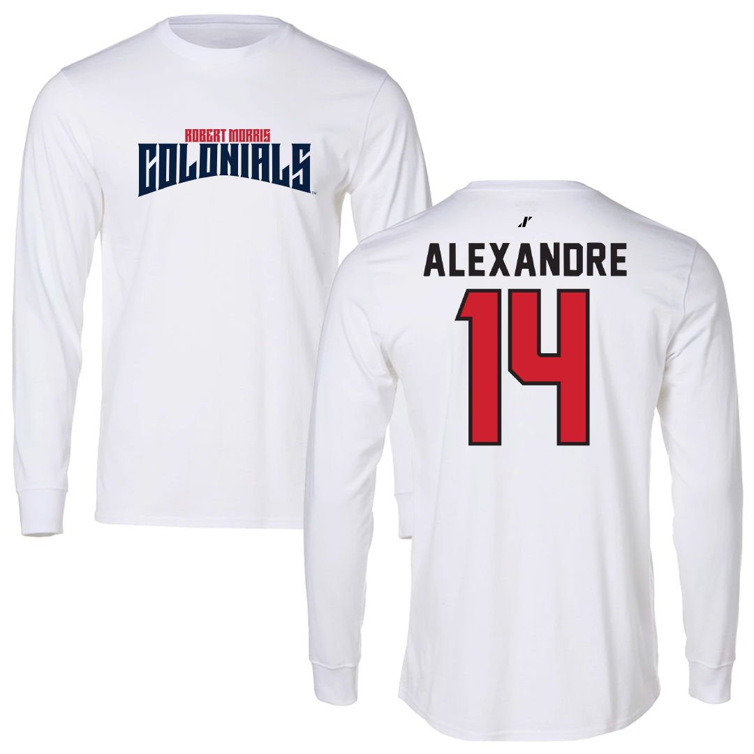 Robert Morris University Soccer White Classic Performance Long Sleeve - #14 Chase Alexandre