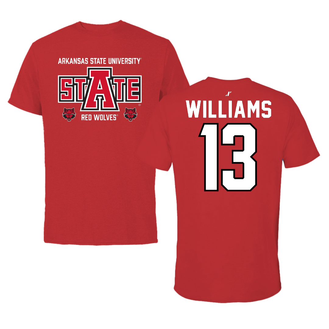 Arkansas State University Baseball Red General Performance Tee - #13 Walker Williams