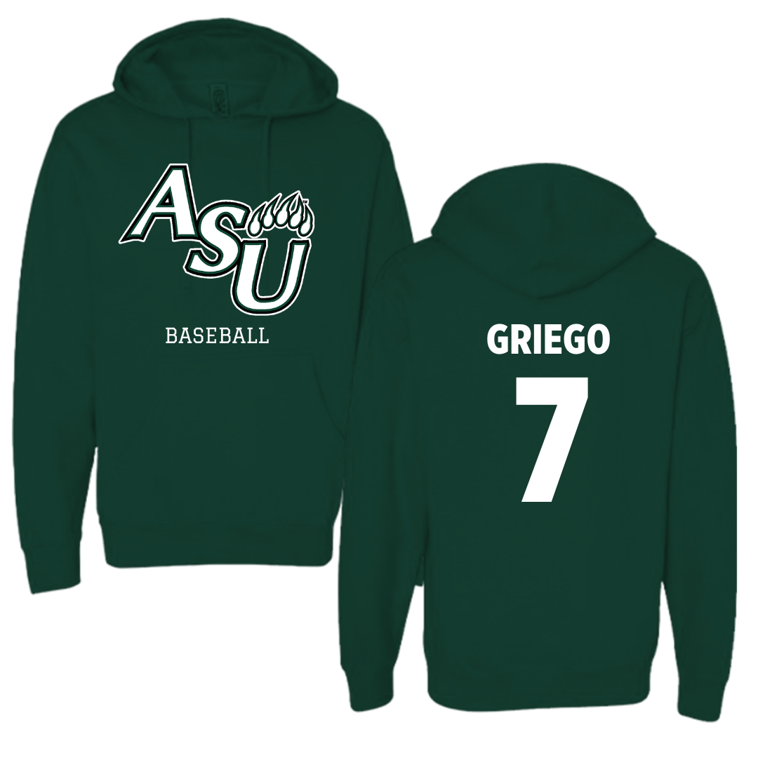 Adams State University Baseball Forest Green Block Hoodie - #7 Markus Griego