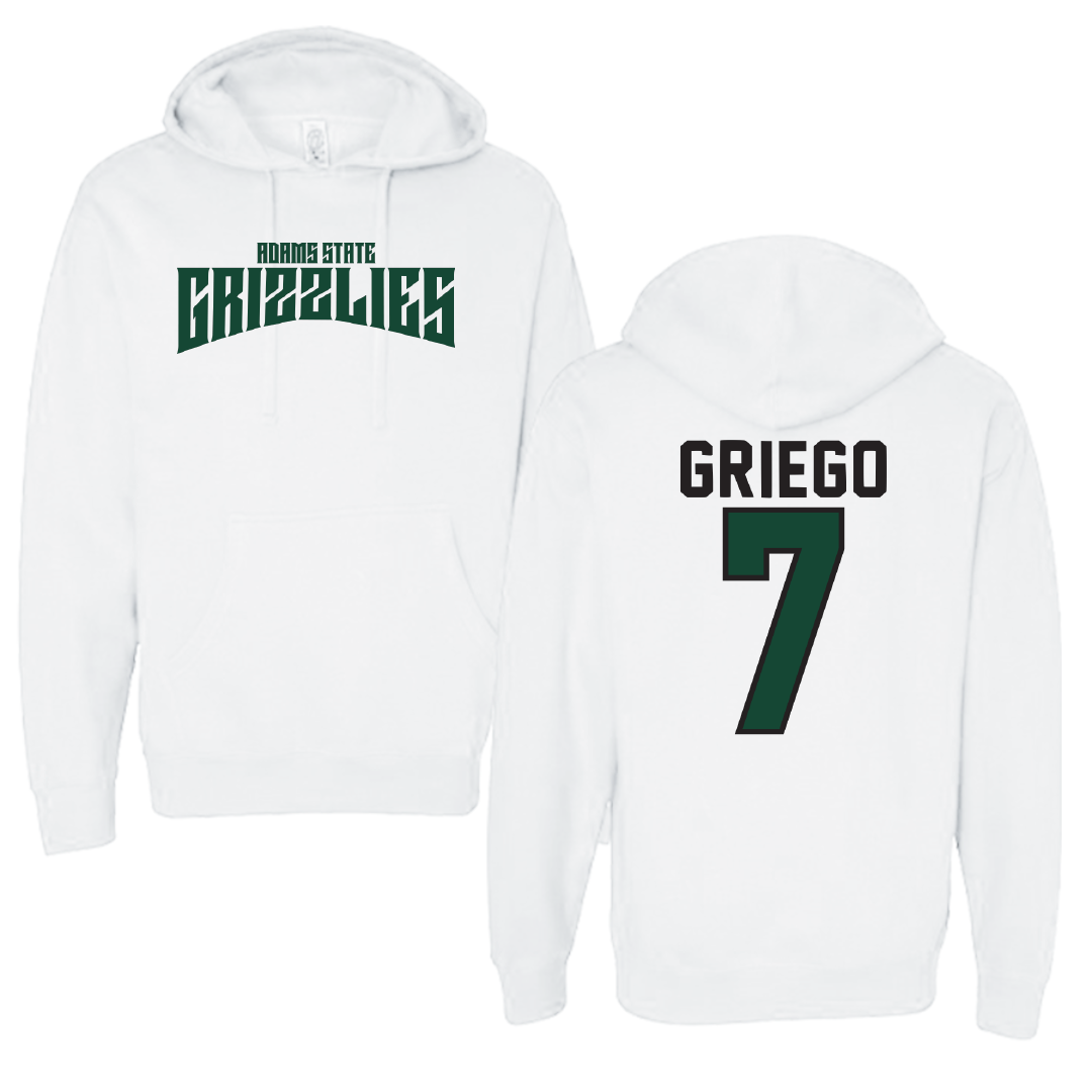 Adams State University Baseball White Classic Hoodie - #7 Markus Griego