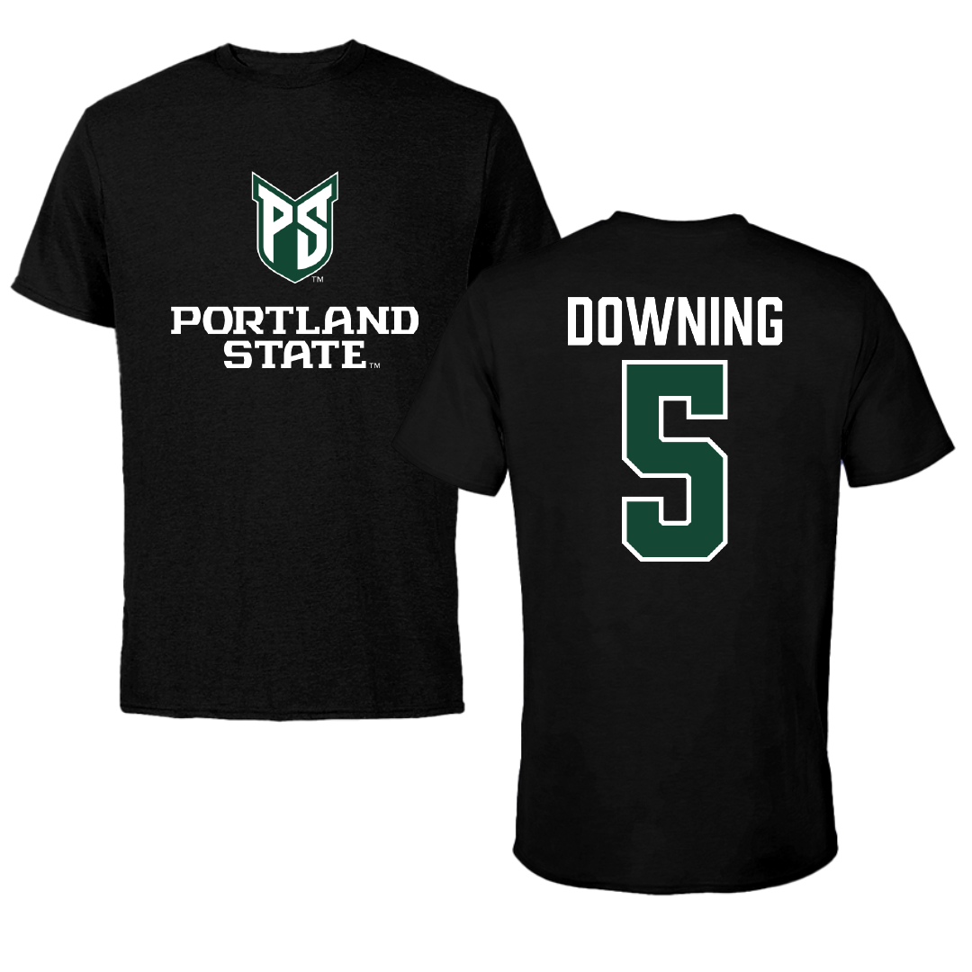 Portland State University Football Black Block Performance Tee - #5 Gabe Downing