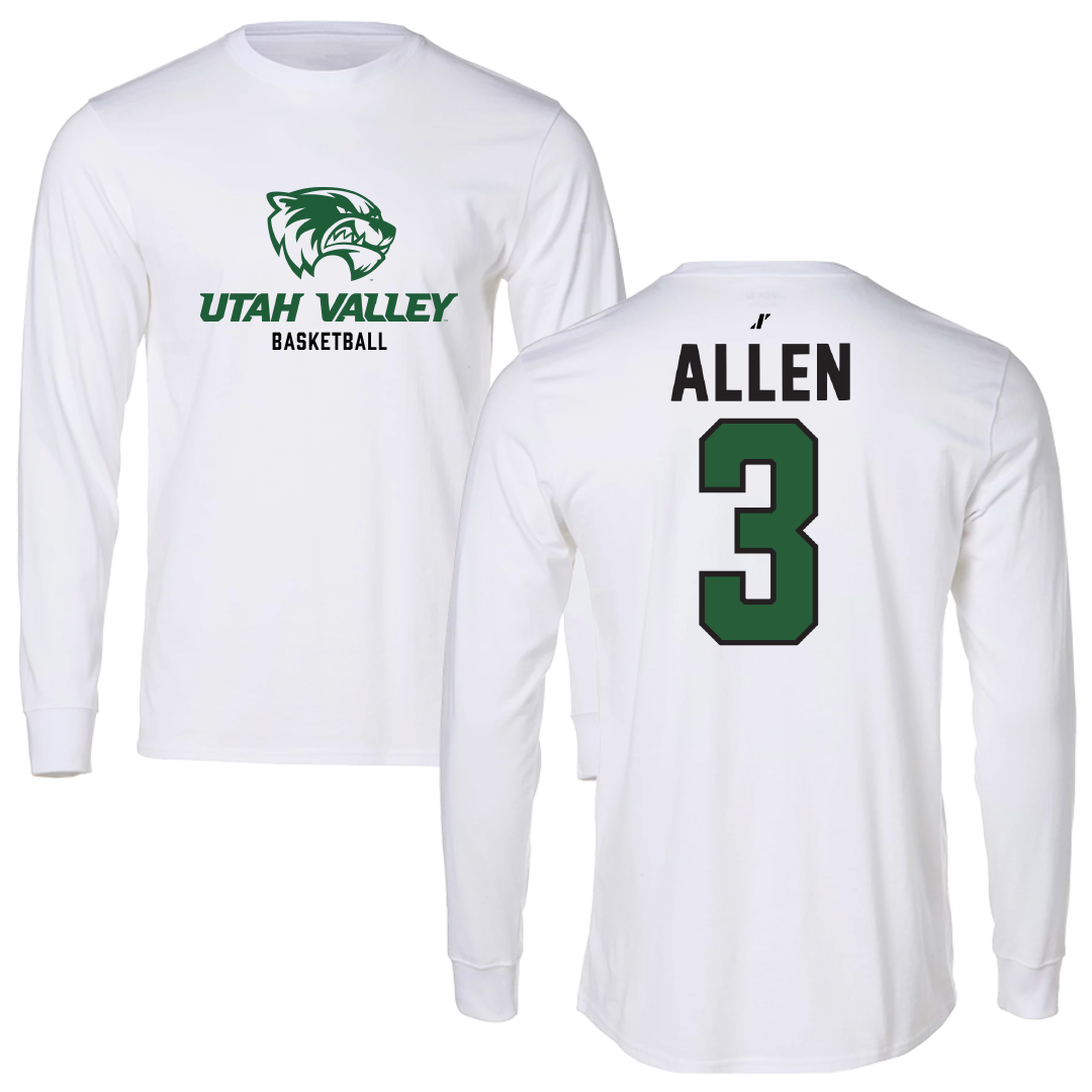 Utah Valley University Basketball White Classic Long Sleeve - #3 Drake Allen
