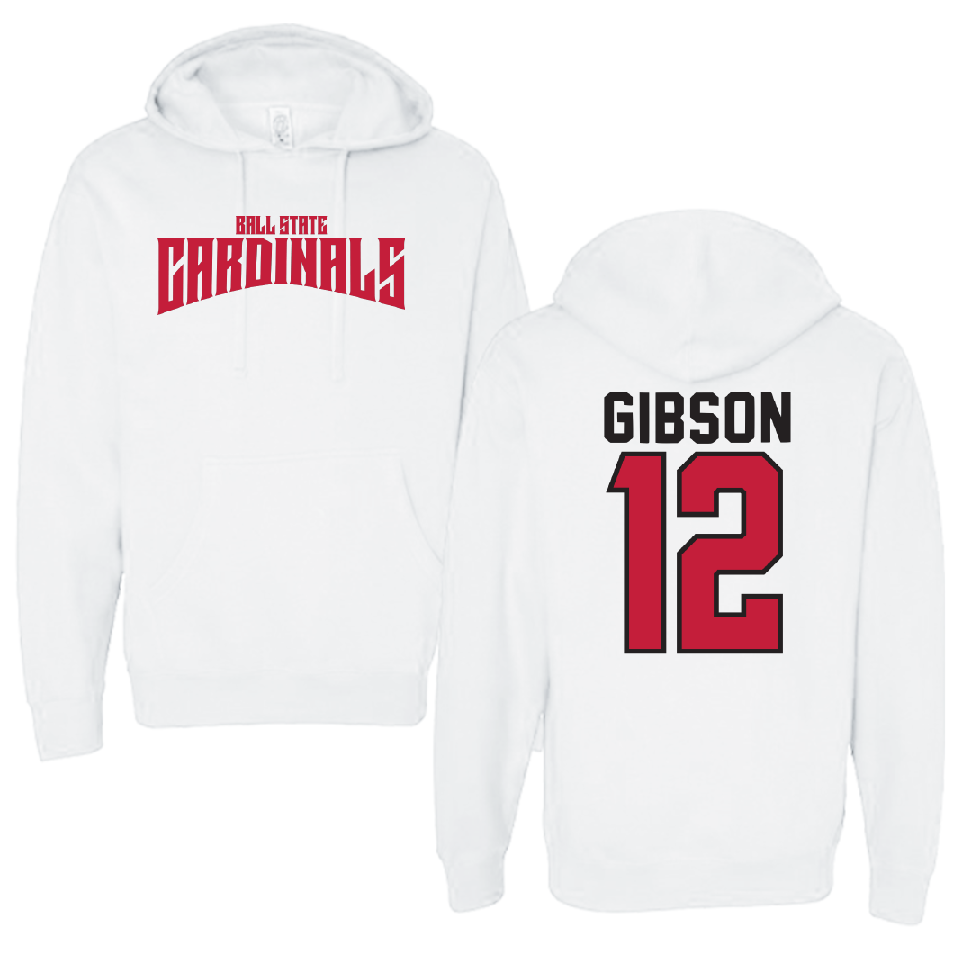 Ball State University Softball White Classic Hoodie - #12 Kaitlyn Gibson