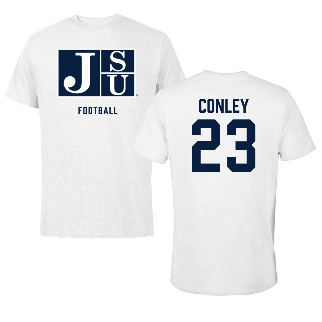 Jackson State University Football White Performance Tee - #23 Kierrie Conley