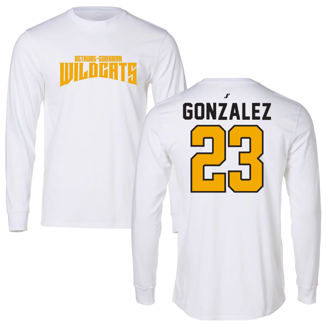 Bethune-Cookman University Baseball White Classic Performance Long Sleeve - #23 Jeffrey Gonzalez