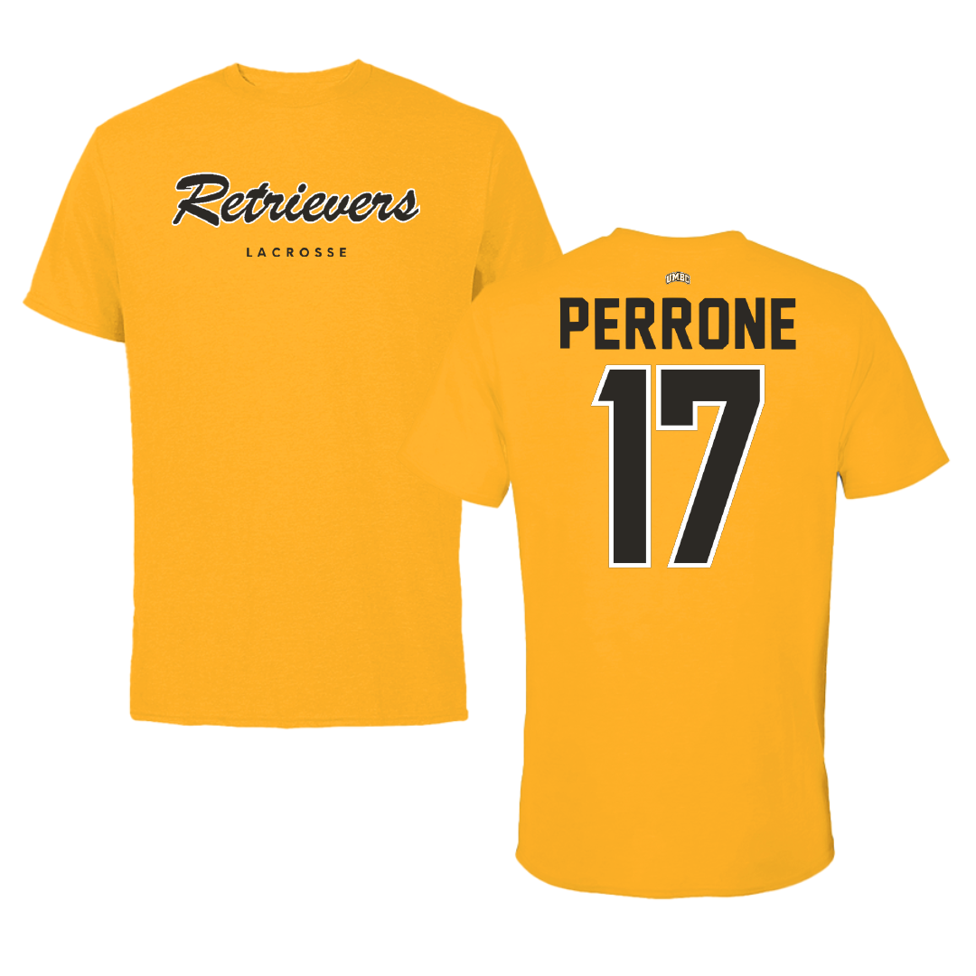University of Maryland Baltimore County Lacrosse Gold Performance Tee - #17 Ava Perrone