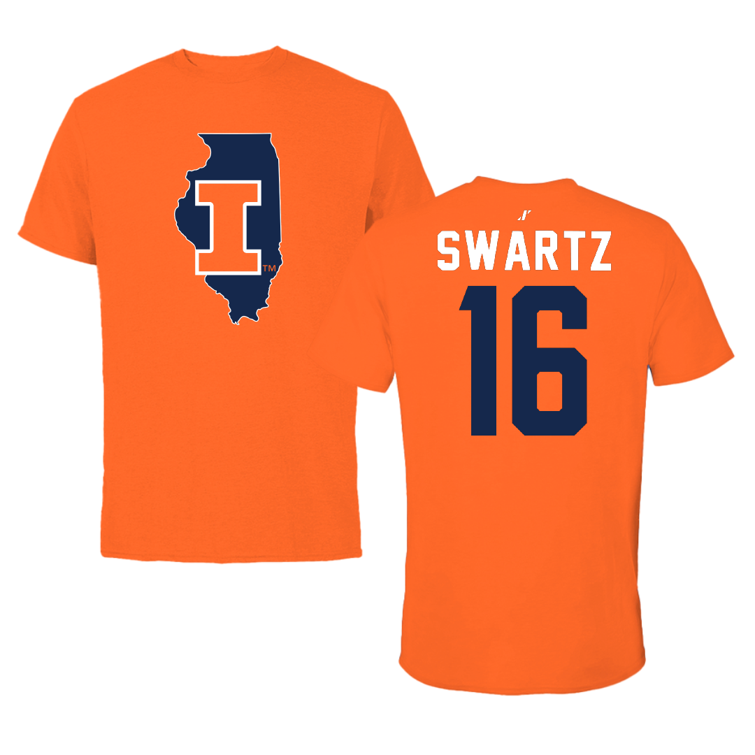 University of Illinois Baseball Orange State Performance Tee - #16 Jake Swartz