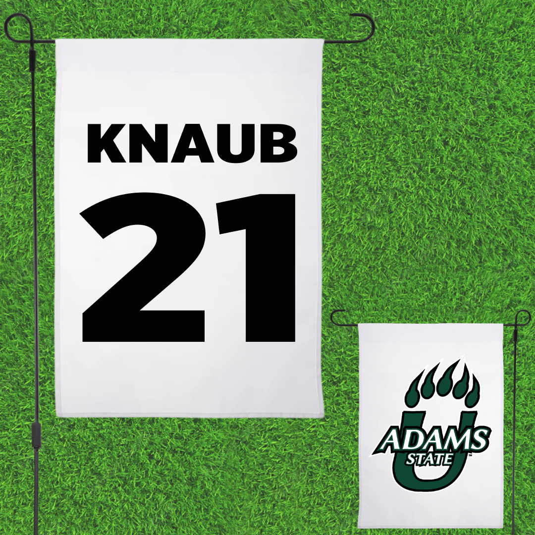 Adams State University Basketball White Garden Flag - #21 Michael Knaub