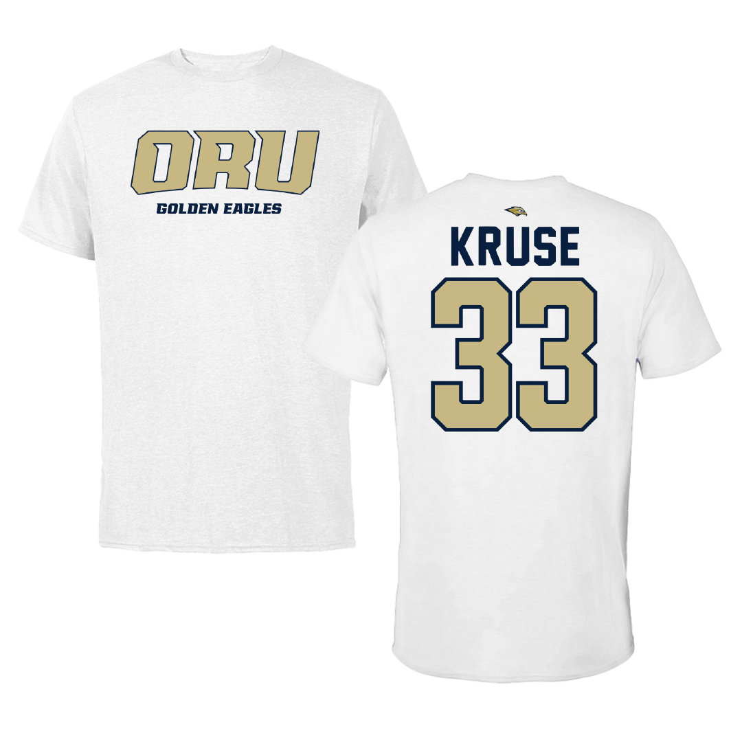 Oral Roberts University Basketball White Performance Tee - #33 Seth Kruse