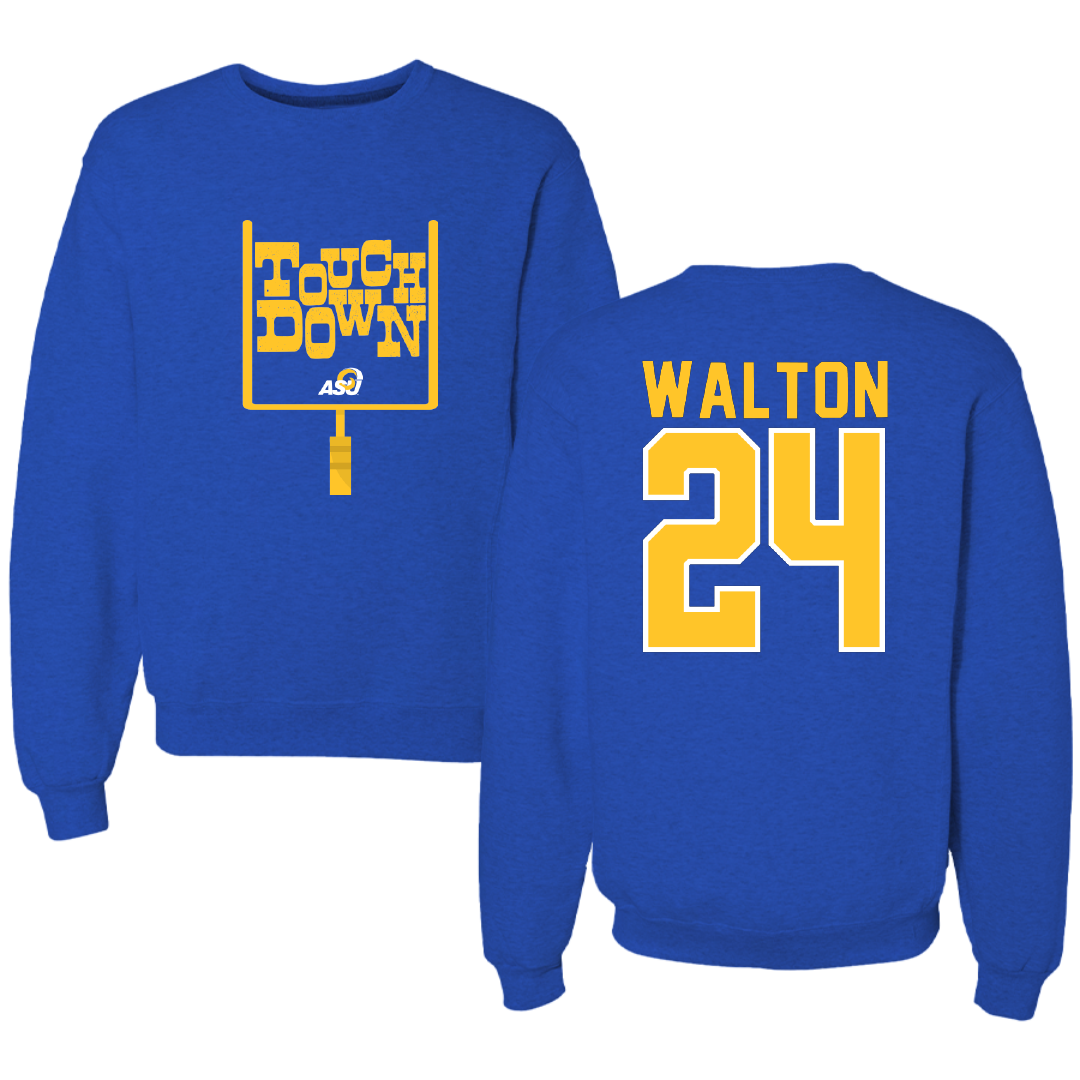 Angelo State University Football Blue Touchdown Crewneck - #24 Xavier Walton