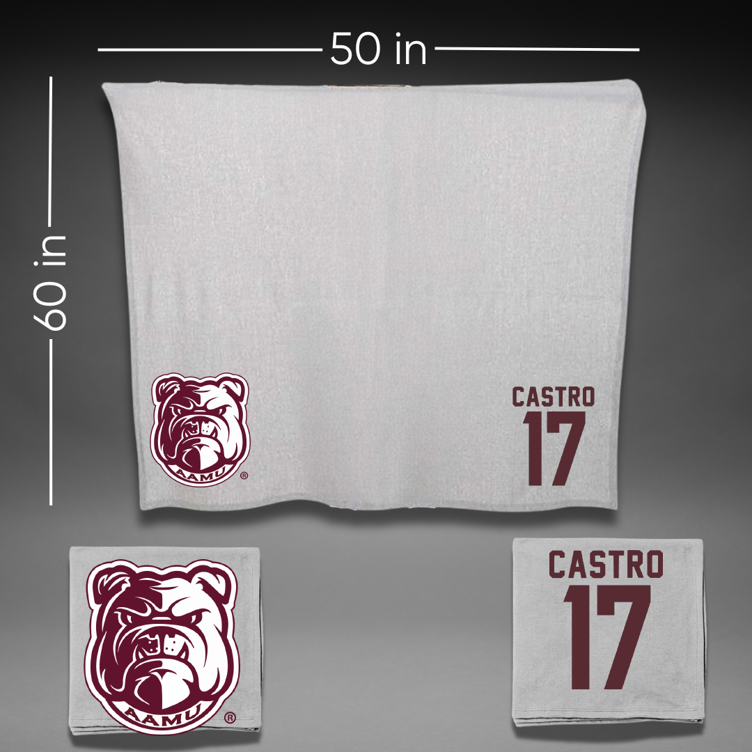 Alabama A&M University Baseball Gray Bulldog Blanket - #17 Isaac Castro