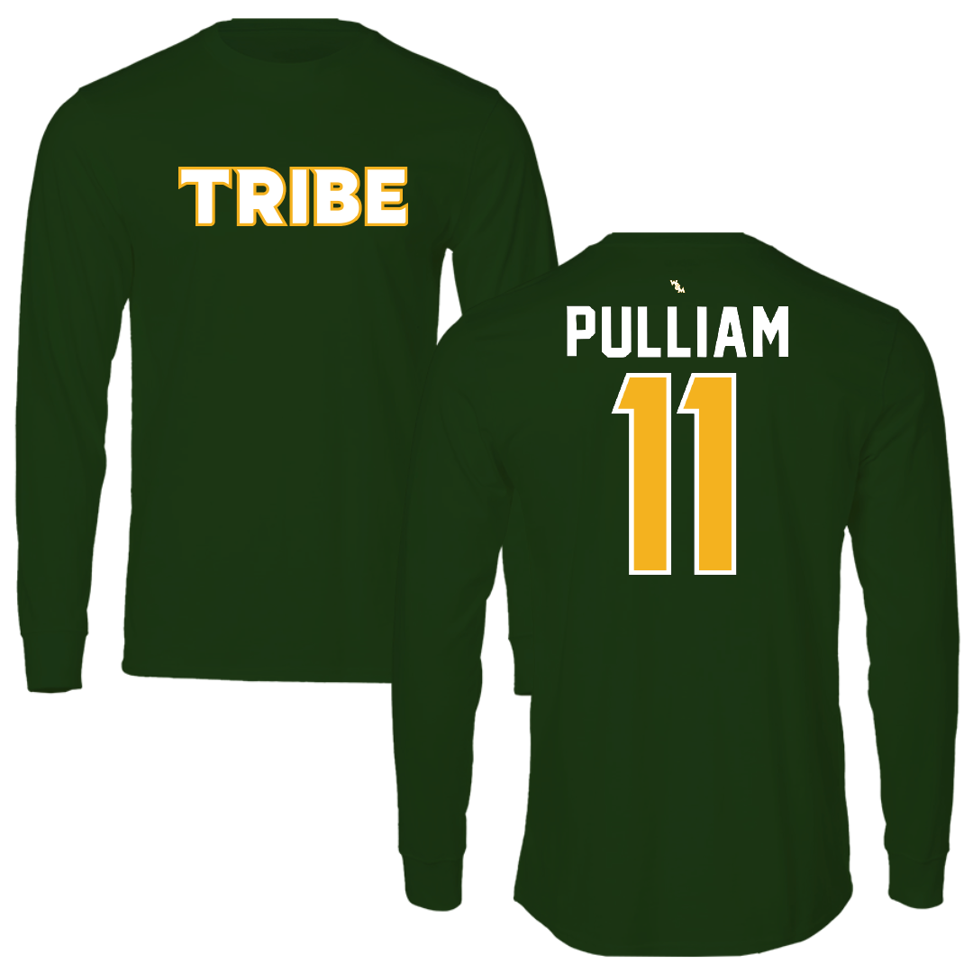 William & Mary Basketball Forest Green Performance Long Sleeve - #11 Kyle Pulliam