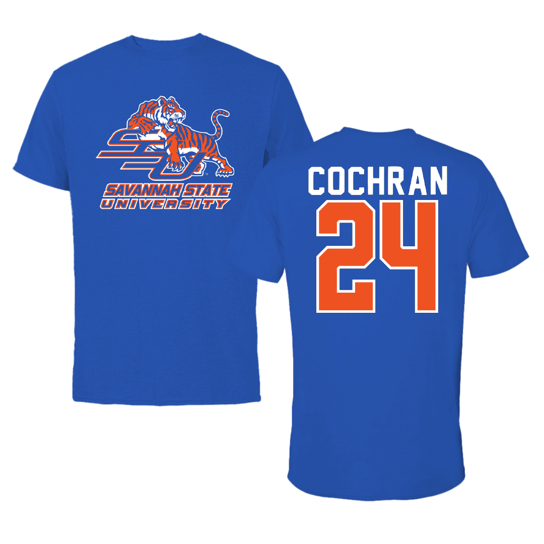 Savannah State University Basketball Blue Tee - #24 KJ Cochran