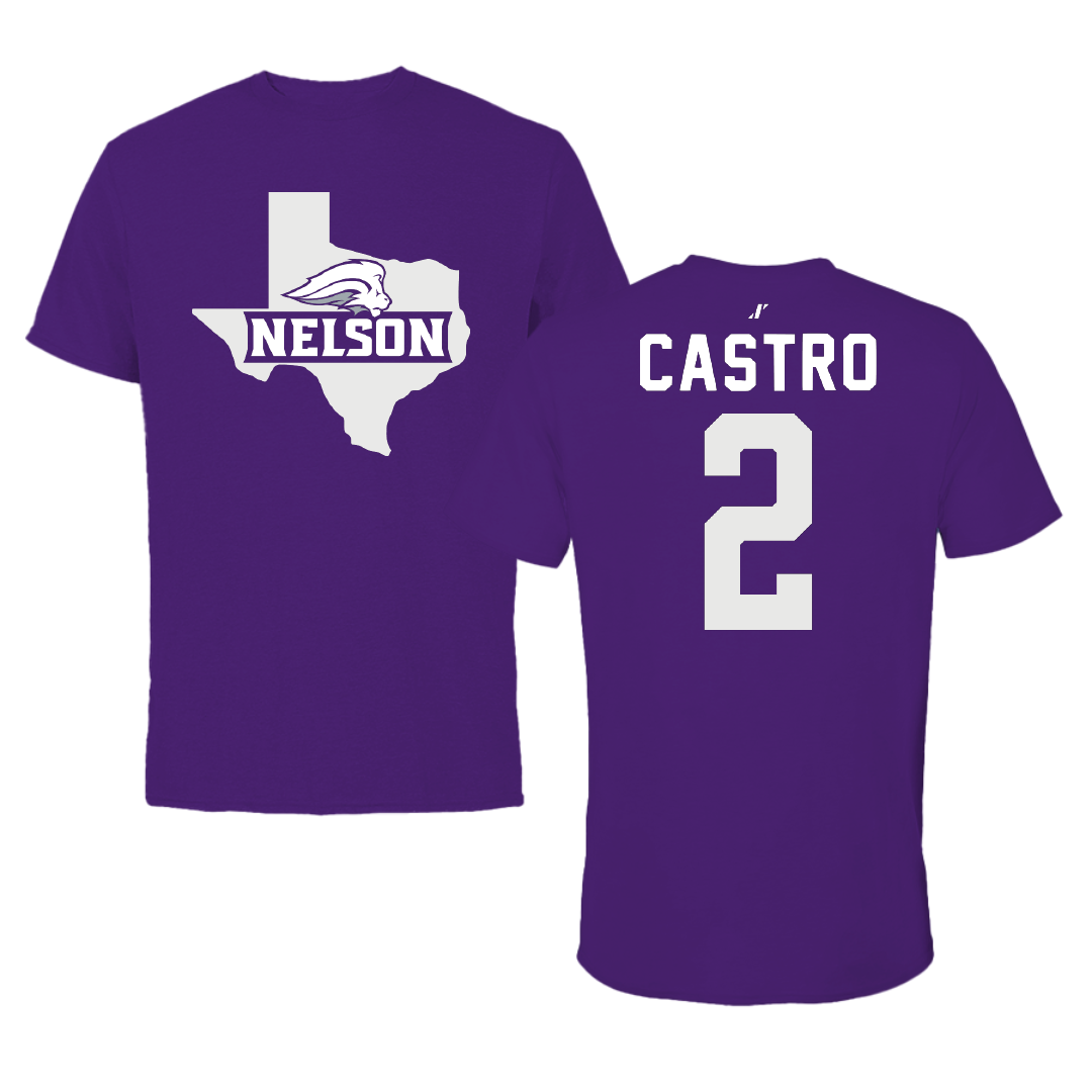 Nelson University Soccer Purple State Tee - #2 Alex Castro