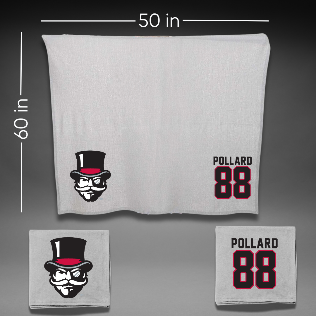 Austin Peay State University Baseball Gray Blanket - #88 Davin Pollard