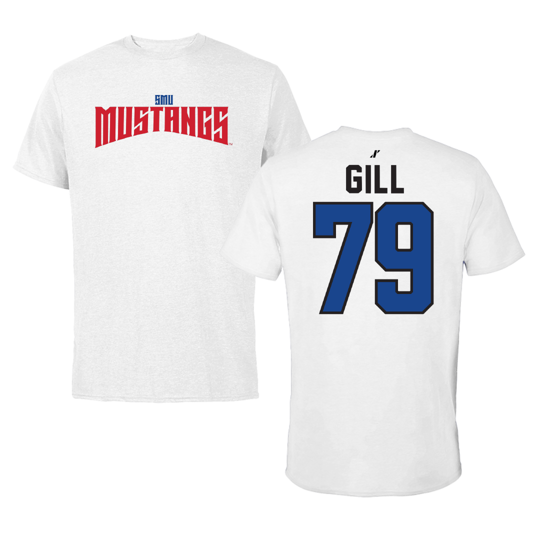 Southern Methodist University Football White Classic Performance Tee - #79 Reagan Gill
