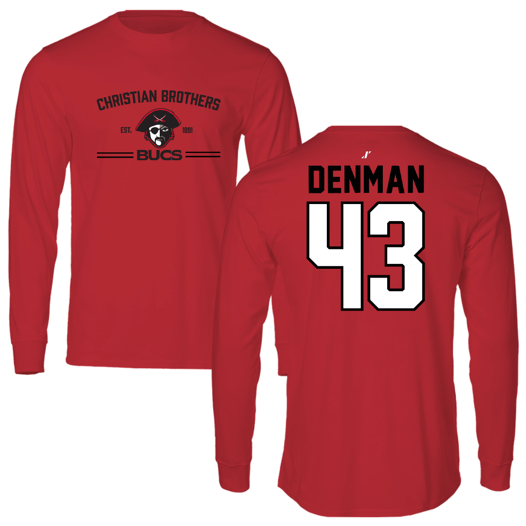 Christian Brothers University Baseball Red General Long Sleeve - #43 Weber Denman
