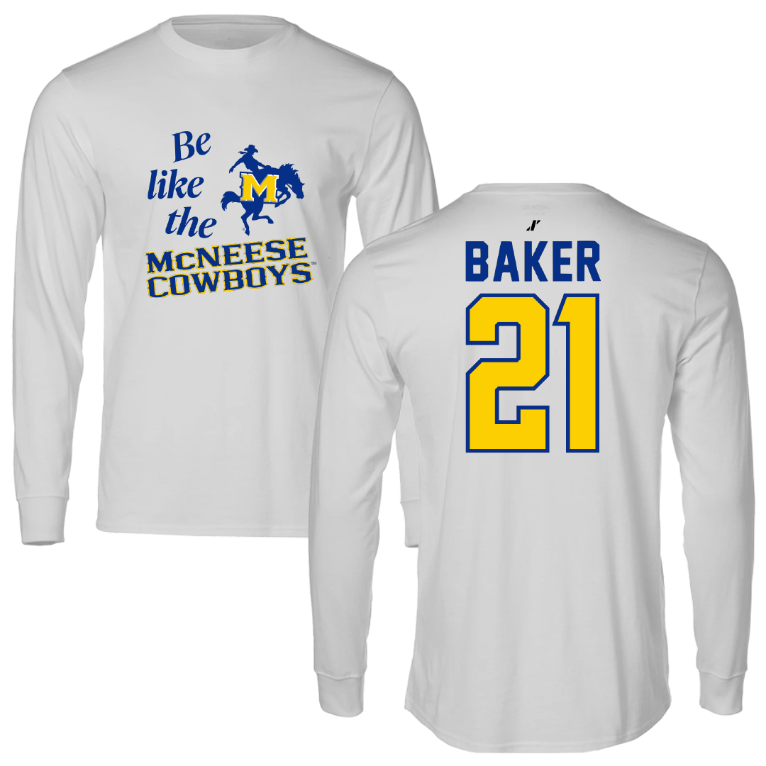 McNeese State University Soccer Light Gray Be Like Us Performance Long Sleeve - #21 Avery Baker