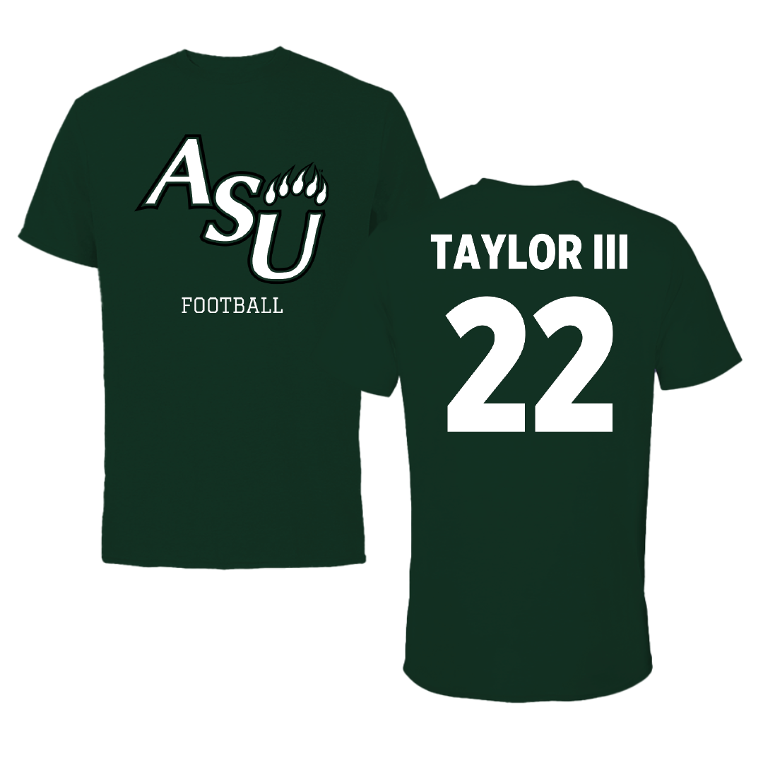 Adams State University Football Forest Green Performance Tee - #22 Dervin Taylor III