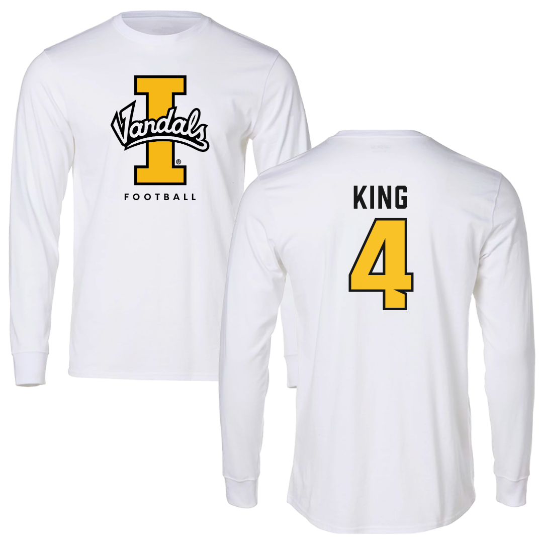 University of Idaho Football White Vandals Performance Long Sleeve - #4 Isiah King