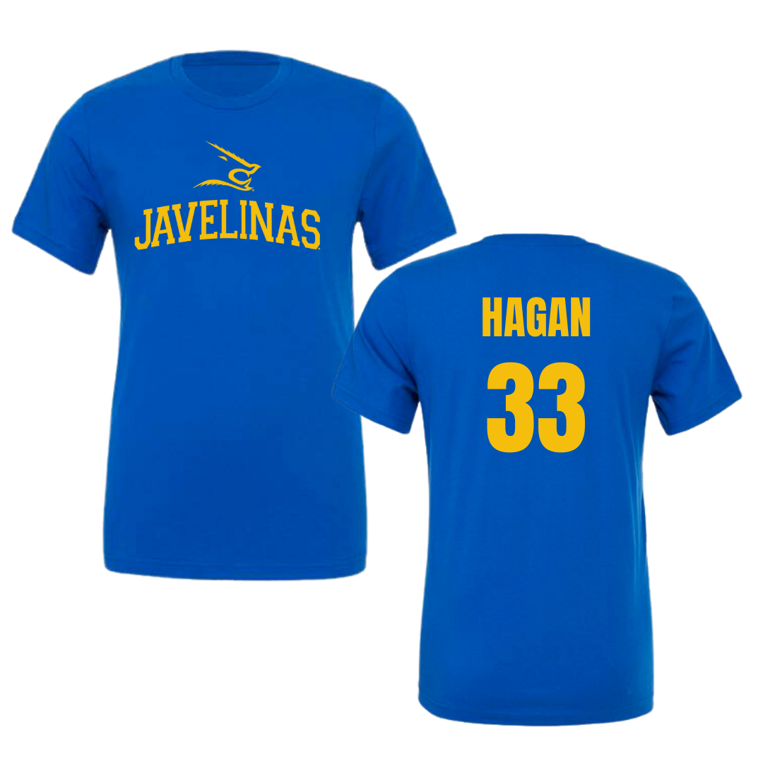 Texas A&M University-Kingsville Football Blue Tee - #33 Roger Hagan
