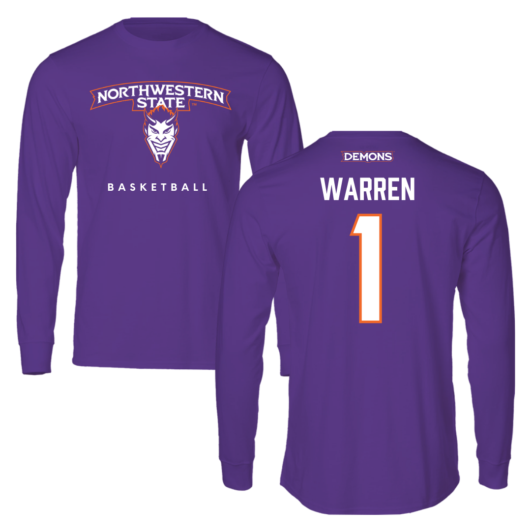 Northwestern State University Basketball Purple Performance Long Sleeve - #1 JT Warren