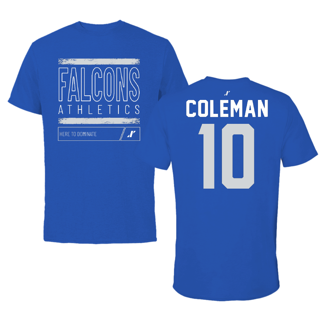 Albertus Magnus College Lacrosse Blue Dominate Performance Tee - #10 DaKari Coleman