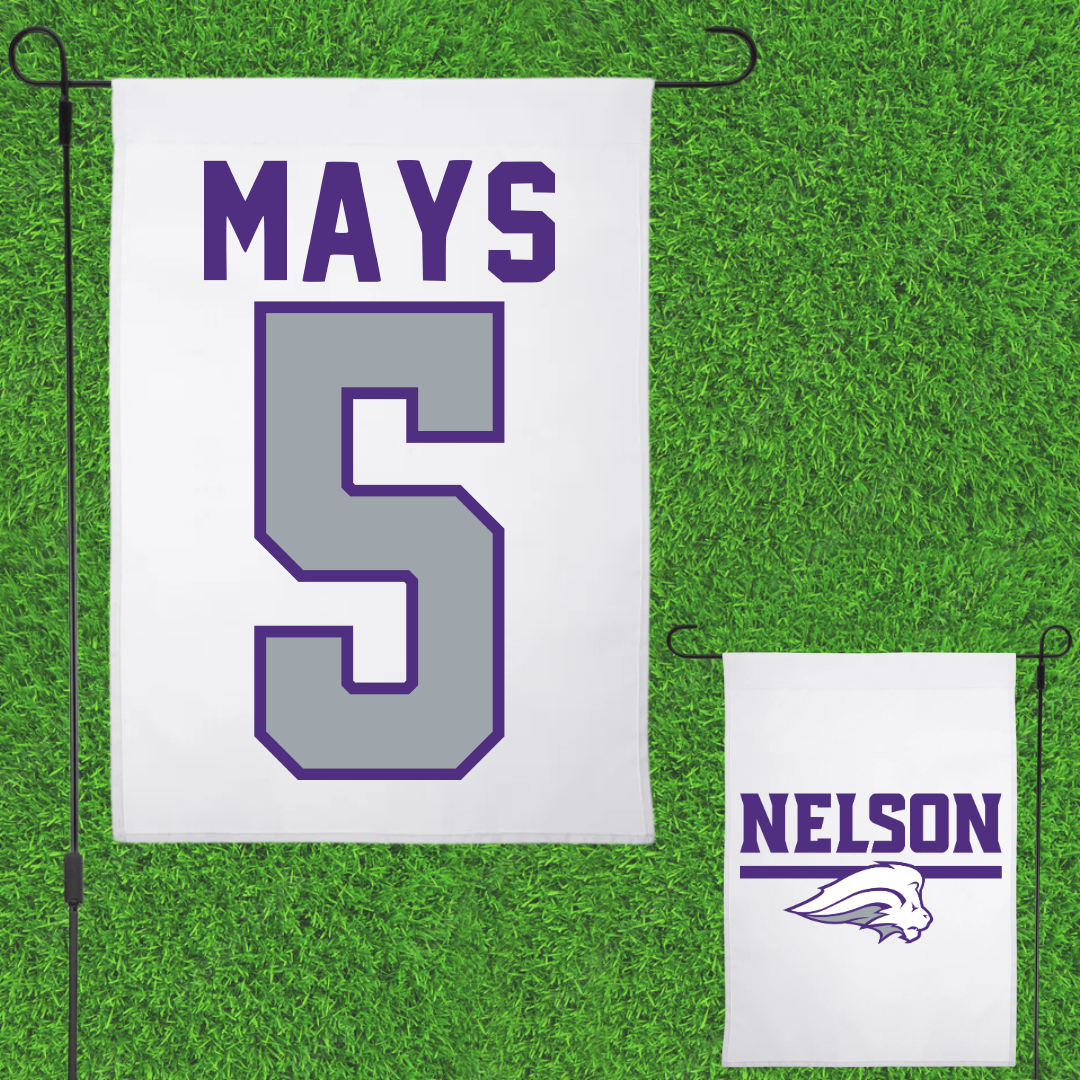 Nelson University Basketball White Garden Flag - #5 Kaiden Mays