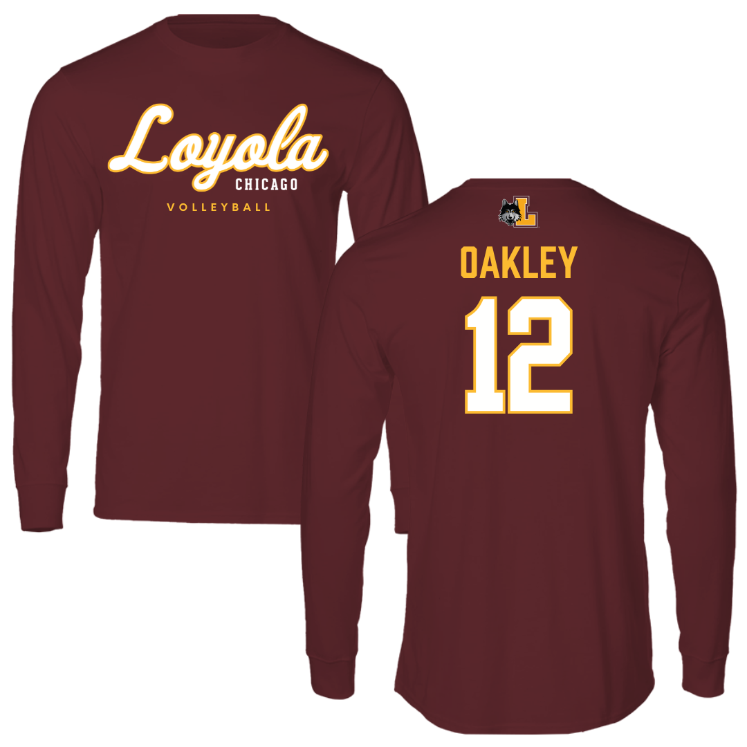 Loyola University-Chicago Volleyball Maroon Block Long Sleeve - #12 Matt Oakley