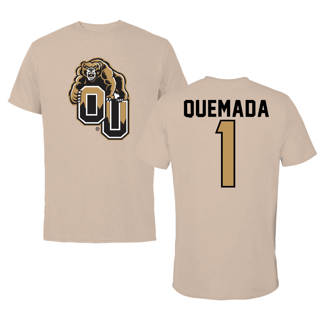 Oakland University Soccer Tan Tee - #1 Jayden Quemada