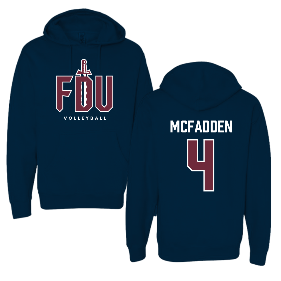 Fairleigh Dickinson University-Metropolitan Campus Volleyball Navy Hoodie - #4 Dylan McFadden