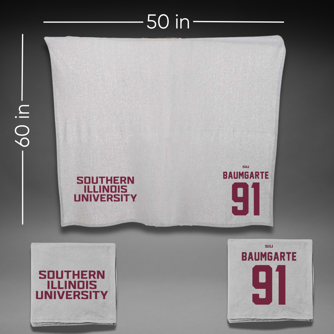 Southern Illinois University at Carbondale Football Gray Blanket - #91 Jake Baumgarte